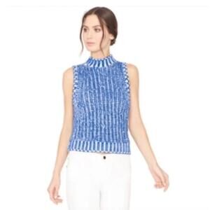 Alice + Olivia Tomi Two-Tone Chunky Knit Sleeveless Mock Neck Sweater XS…